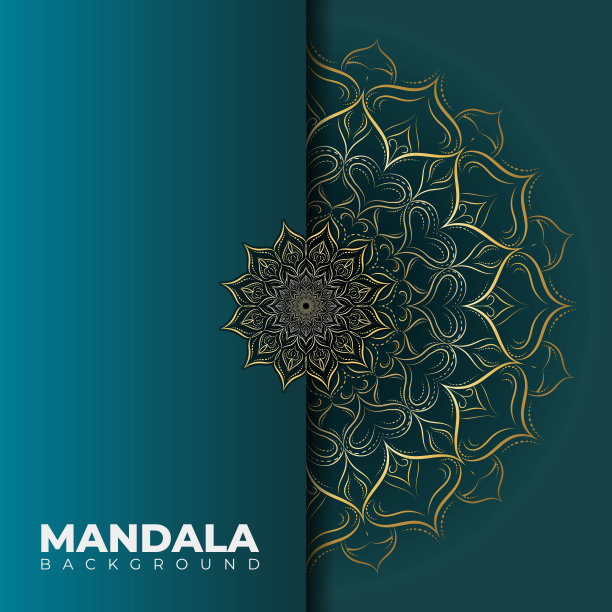 豪华装饰黄金曼荼罗设计背景图片下载
