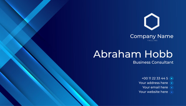 现代创意和干净的蓝色名片设计模板。奢华优雅的名片设计背景与时尚简约抽象的几何时尚波浪线。矢量图图片下载