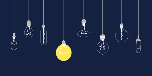 创意灯泡旗帜创新思维创意图片下载