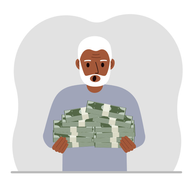 一位老人手里拿着一大堆纸币图片下载