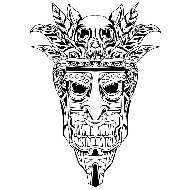 手绘黑白纹身艺术品印度图片下载