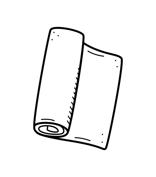 地毯是扭曲运动或徒步旅行。瑜伽垫，涂鸦矢量插图。图片下载