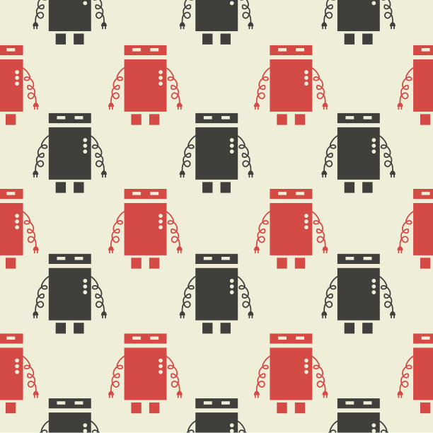 机器人的复古无缝图案图片下载