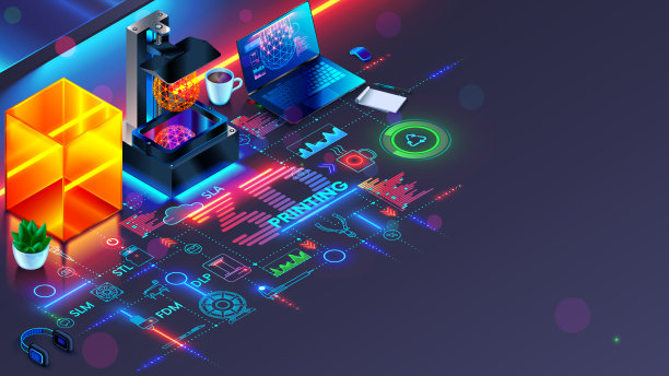 SLA 3d打印机，笔记本电脑放在添加剂3d制造商车间的桌子上。3d打印等距概念。工作场所的工程。3d打印机在笔记本电脑上打印设计的电脑模型。原型的细节。图片下载