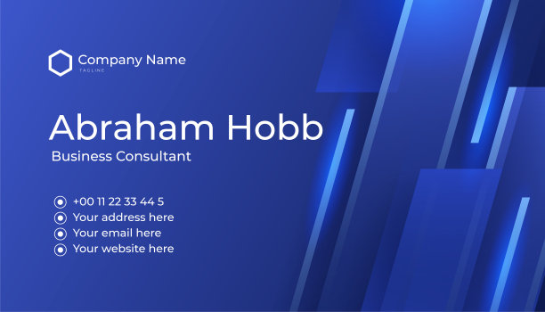 现代创意和干净的蓝色名片设计模板。奢华优雅的名片设计背景与时尚简约抽象的几何时尚波浪线。矢量图图片下载