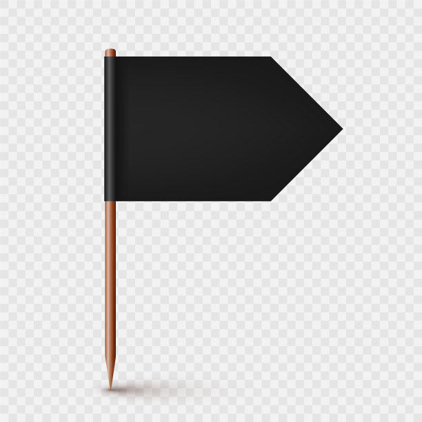 现实的木制牙签与黑色纸旗。位置标记，地图指针。广告和促销的空白模型。矢量图图片下载