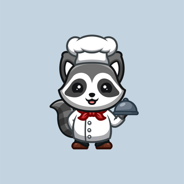 浣熊大厨可爱创意卡哇伊卡通吉祥物Logo图片下载