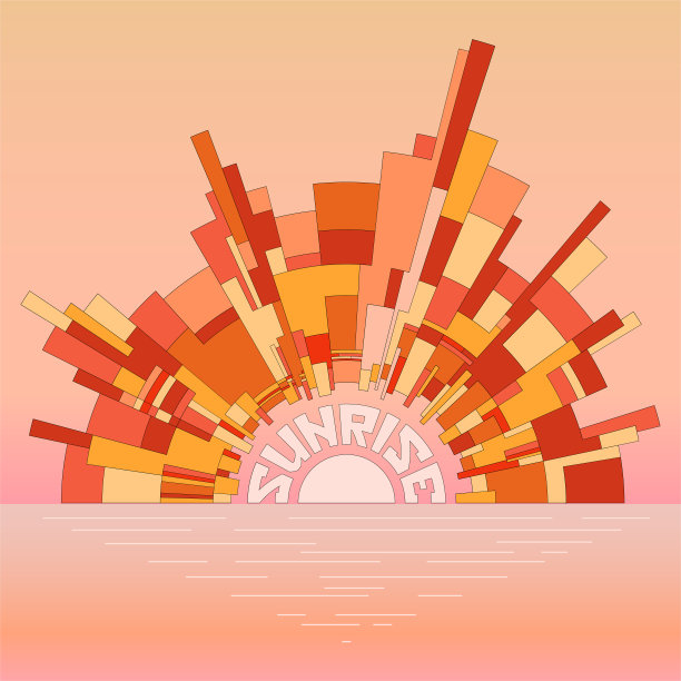 日出的抽象矢量插图图片下载