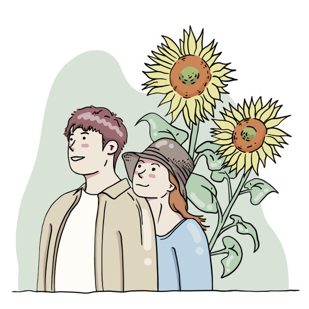 向日葵的夫妇图片下载