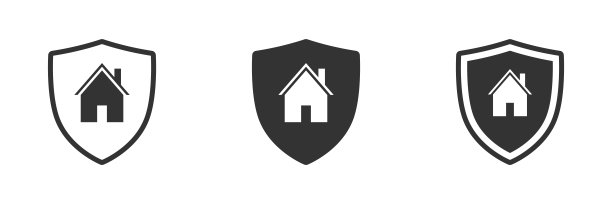 家与盾图标。家安全的象征。矢量插图。图片下载