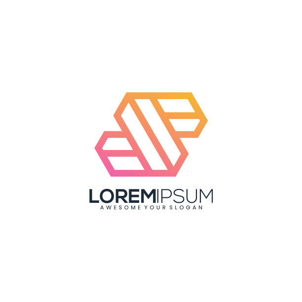 线条艺术标志字母的现代色彩图片下载