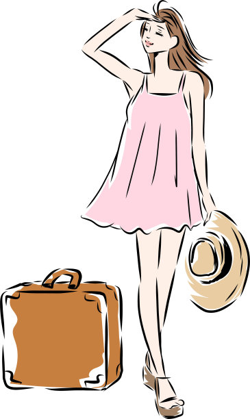 带着旅行袋旅行的女人图片下载