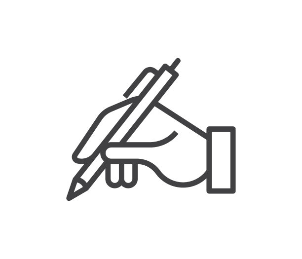 签名图标，手和笔符号。图片下载