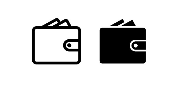 钱包图标。支付，金钱或价值象征。价格、金额或储蓄的象形符号。图片下载