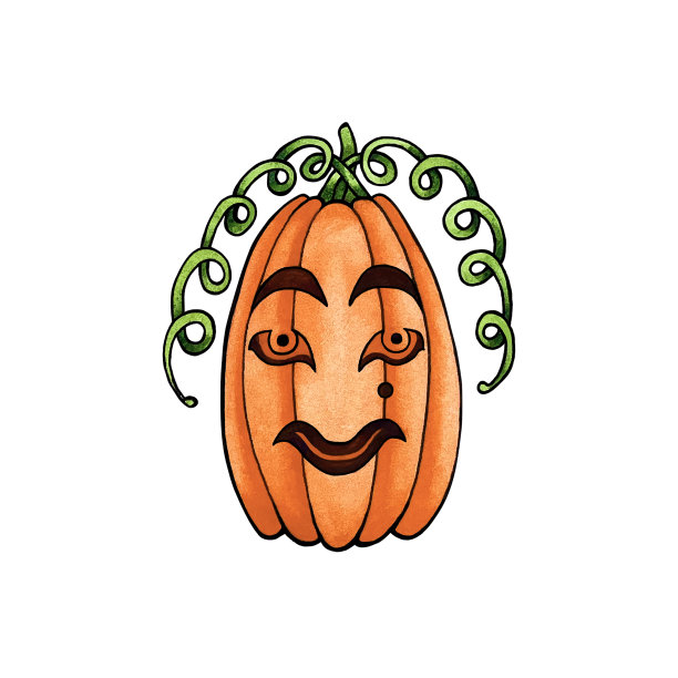水彩万圣节第三有趣的南瓜。图片下载