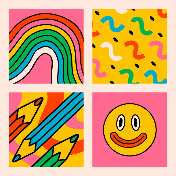 卡通矢量滑稽可爱的怪物脸漫画人物图片下载