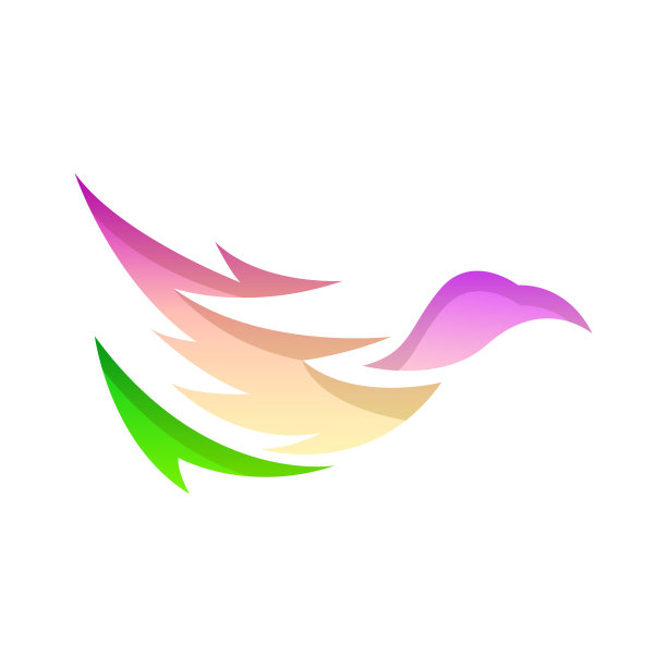 抽象最小梯度鸟翅膀飞标志符号符号符号向量设计风格图标模板概念图片下载
