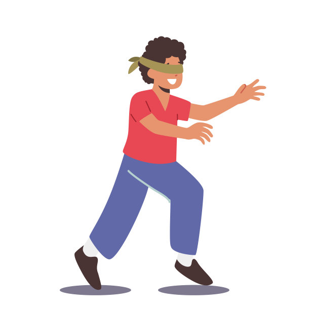 戴着眼罩的小男孩在白色背景下玩捉迷藏。夏季儿童活动游戏图片下载