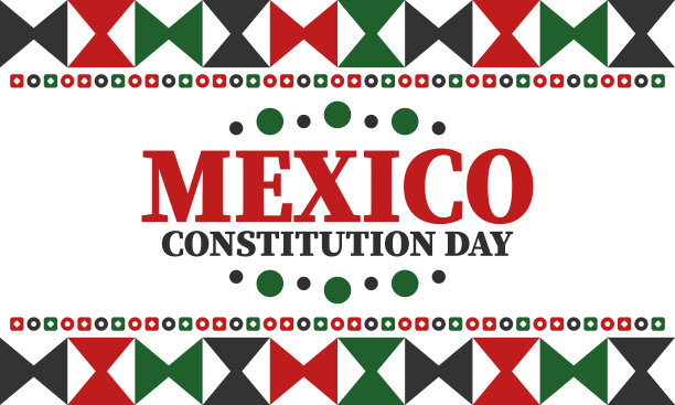 墨西哥宪法的一天。国庆佳节快乐，每年2月4日庆祝。墨西哥图案和颜色。爱国主义的元素。节设计。海报，卡片，横幅和背景。矢量图图片下载