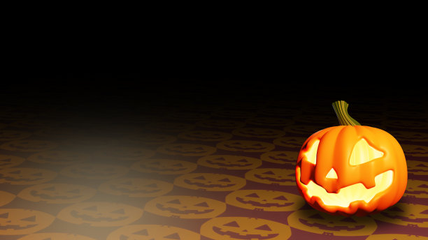 万圣节南瓜背景插图与边缘图片下载