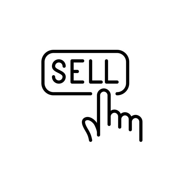 手指点击卖出按钮。像素完美，可编辑的笔画线图标图片下载