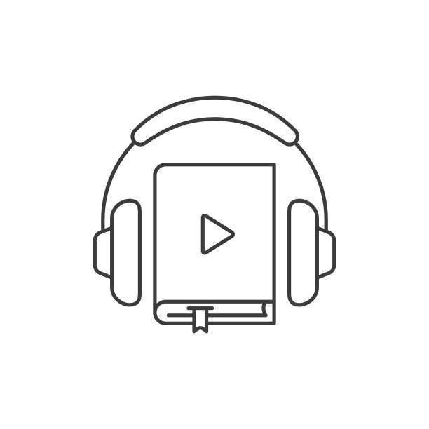 耳机和书线图标有声书在线图片下载