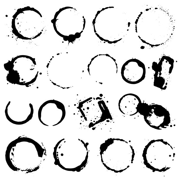 枯燥乏味的咖啡污渍。墨水、酒、水、油漆或其他液体杯渍。设计元素。喷散点集合。抽象的矢量图。图片下载