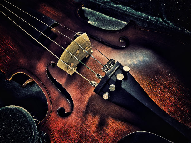 正面小提琴，复古风格，原声乐器的抽象艺术设计背景图片下载