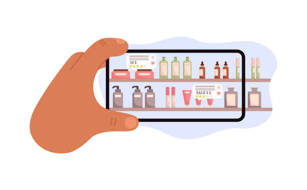 人手手持手机，应用程序在屏幕上显示商品价格图片下载