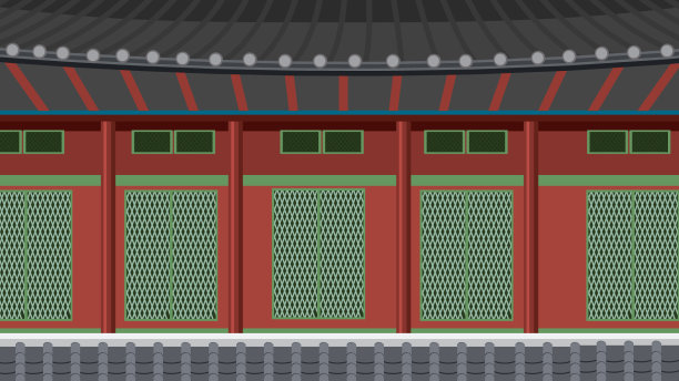 白色背景的朝鲜古代宫殿图片下载