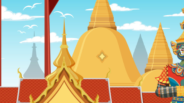 泰国曼谷地标性旗帜图片下载