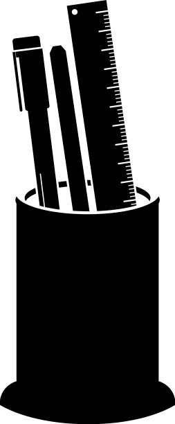 钢笔、铅笔和尺子的图标图片下载