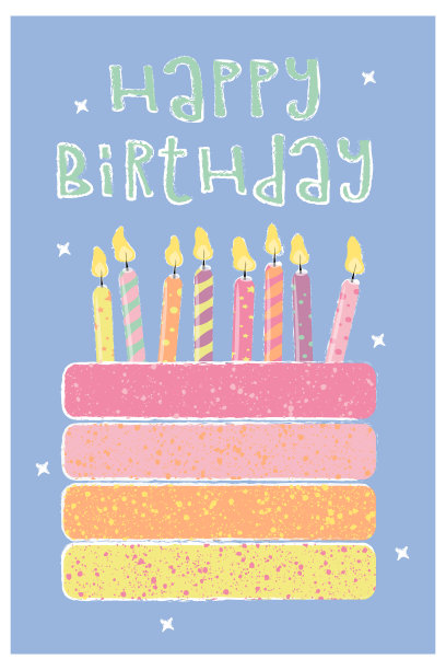 生日快乐，节日贺卡彩纸蛋糕图片下载