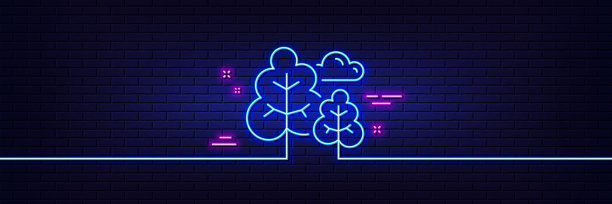 树线图标森林植物标志霓虹灯图片下载