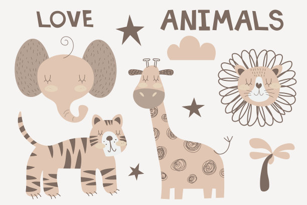 手绘彩色儿童简单套装图片下载