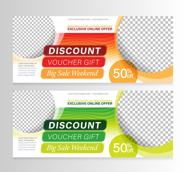 折扣礼券设计模板。图片下载
