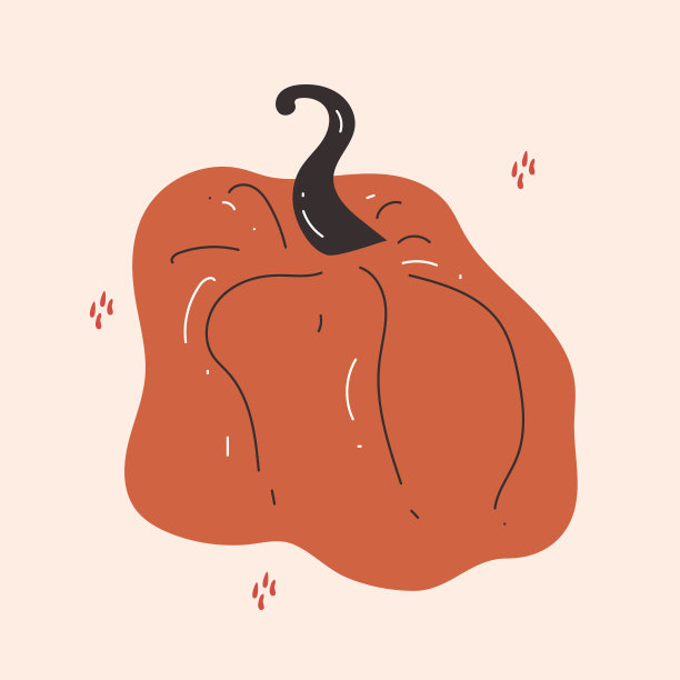 手绘矢量插图的南瓜在秋天的颜色图片下载