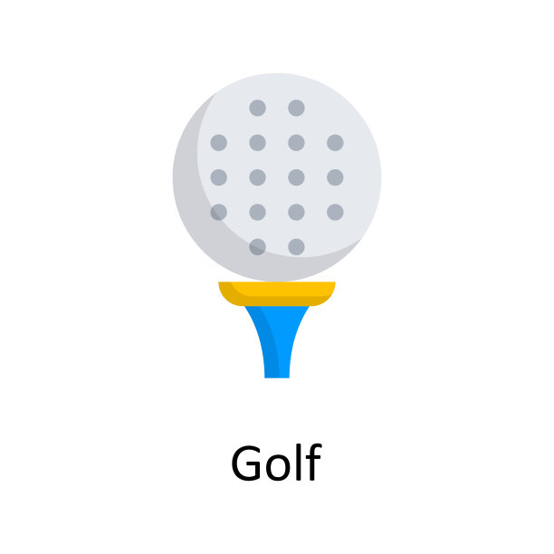 高尔夫矢量轮廓图标设计插图。体育和奖项符号在白色背景EPS 10文件图片下载