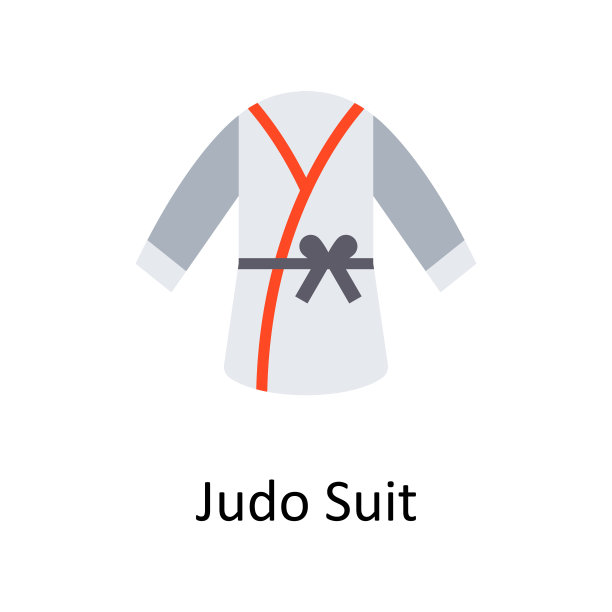 柔道服矢量轮廓图标设计插图。体育和奖项符号在白色背景EPS 10文件图片下载