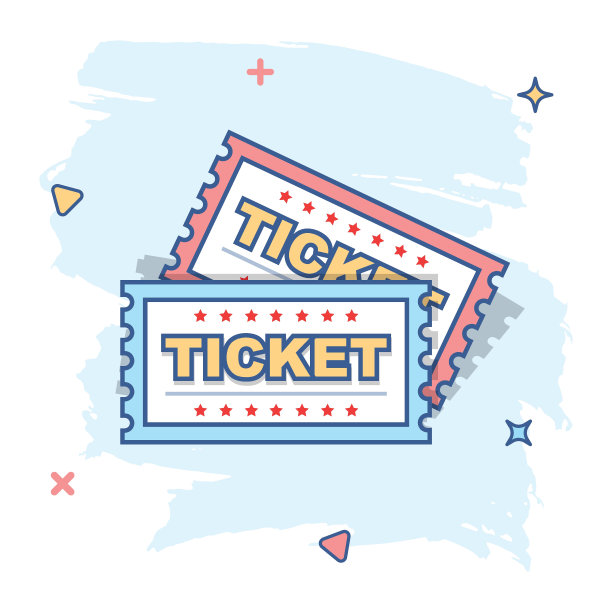 卡通门票图标在漫画风格。承认一个插图象形图。承认一个引人注目的商业概念。图片下载
