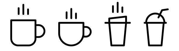 杯的图标集。一杯咖啡。大纲杯的象征。喝插图。线性咖啡的迹象。股票矢量图图片下载