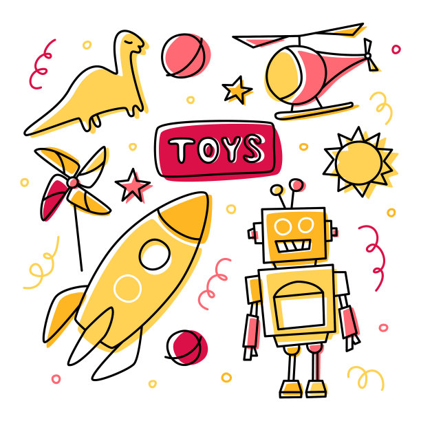 玩具涂鸦集手绘图标和设计图片下载