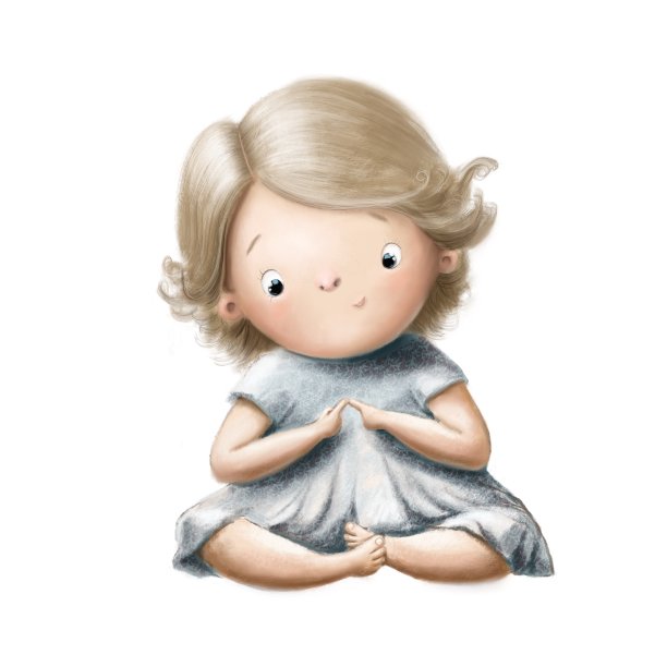 可爱的小女孩手绘水彩插图图片下载