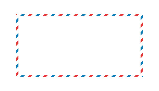 航空信件框。航空邮件用红蓝条纹镶边。复古复古的空白信封模板。欧元E65信封。矢量插图孤立在白色背景上图片下载
