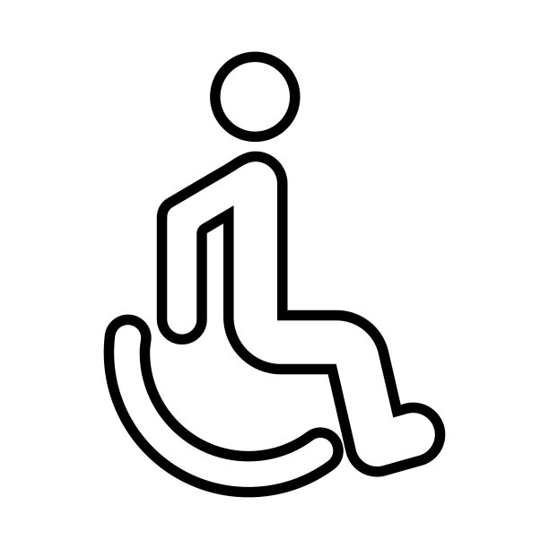 残疾病人图标。线的艺术风格。矢量符号图片下载