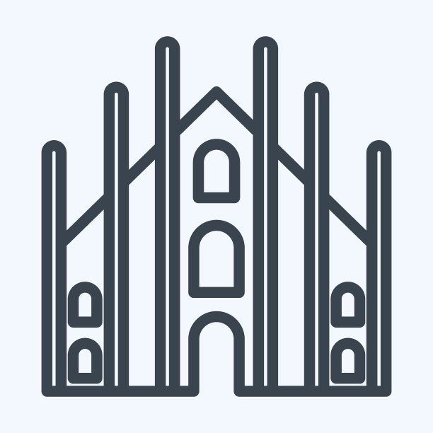 图标米兰。适合教育符号。行风格。简单的设计可编辑。设计模板向量。简单的说明图片下载