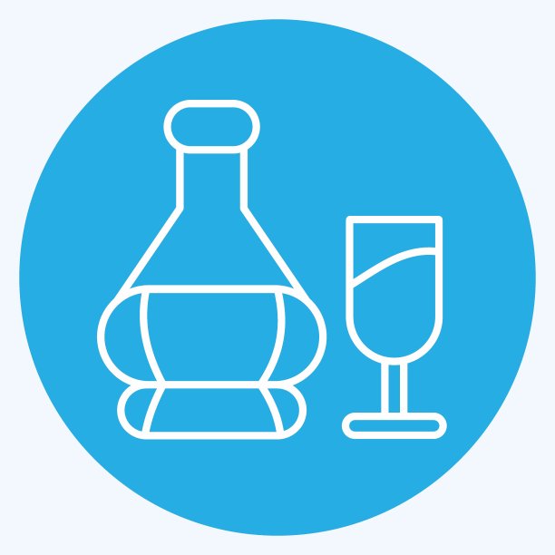 图标的红酒。适合教育符号。蓝眼睛的风格。简单的设计可编辑。设计模板向量。简单的说明图片下载