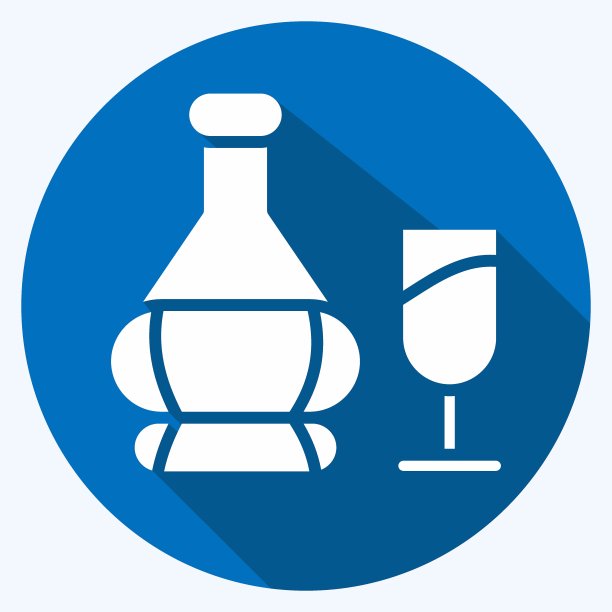 图标的红酒。适合教育符号。长长的阴影风格。简单的设计可编辑。设计模板向量。简单的说明图片下载