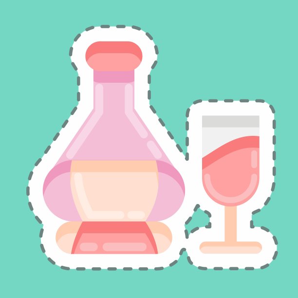 贴纸线切基安蒂酒。适合教育符号。简单的设计可编辑。设计模板向量。简单的说明图片下载