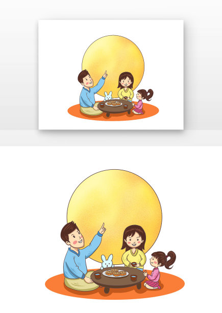 中秋节一家人赏月图片下载